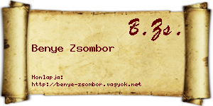Benye Zsombor névjegykártya